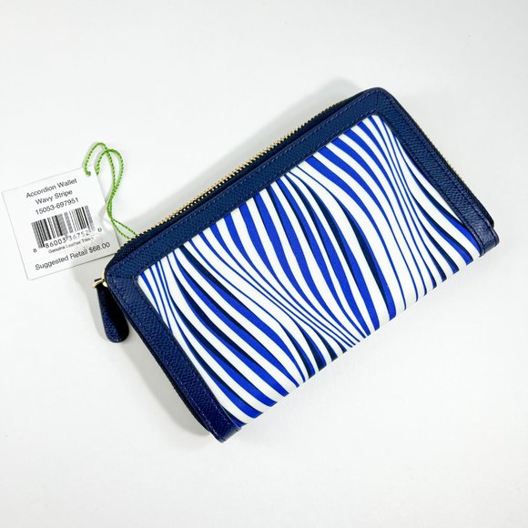 Vera Bradley Accordion Wallet Wavy Stripe, Blue Modern NWT - Picture 2 of 7